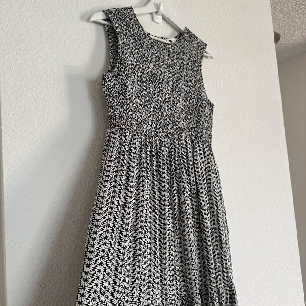 Treasure & Bond Boho Smocked Stretch Sz L Midi Dress Coastal Cottagecore Modest - Picture 2 of 16